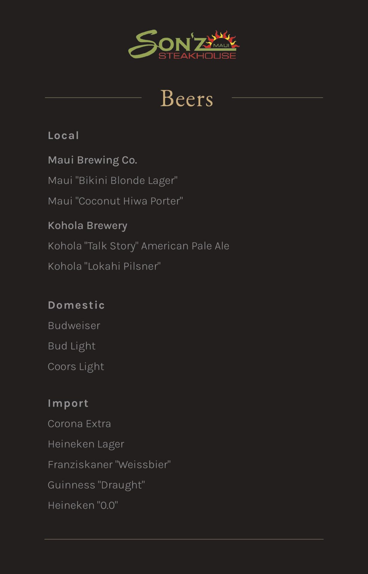 Beer Menu Beer Menu
