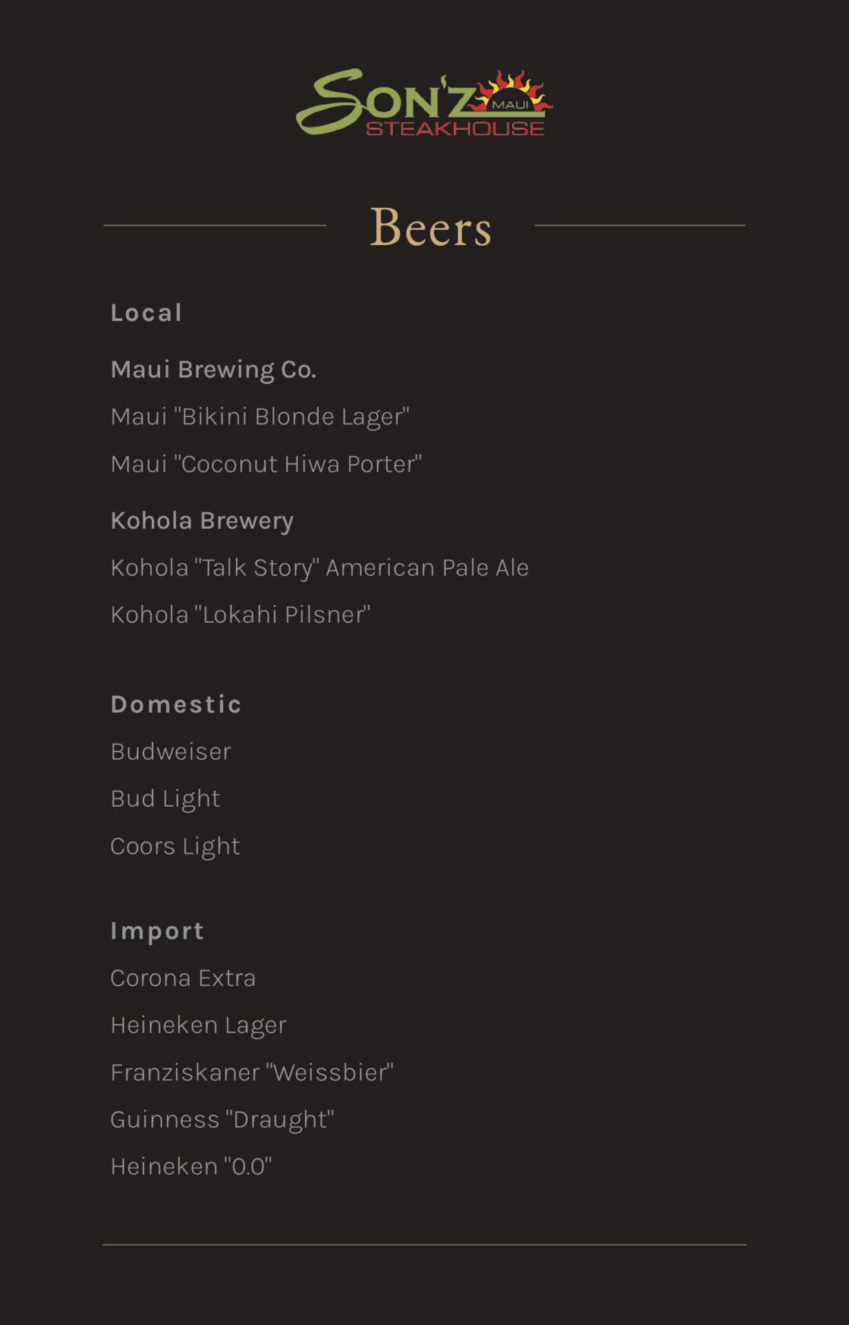 Beer Menu